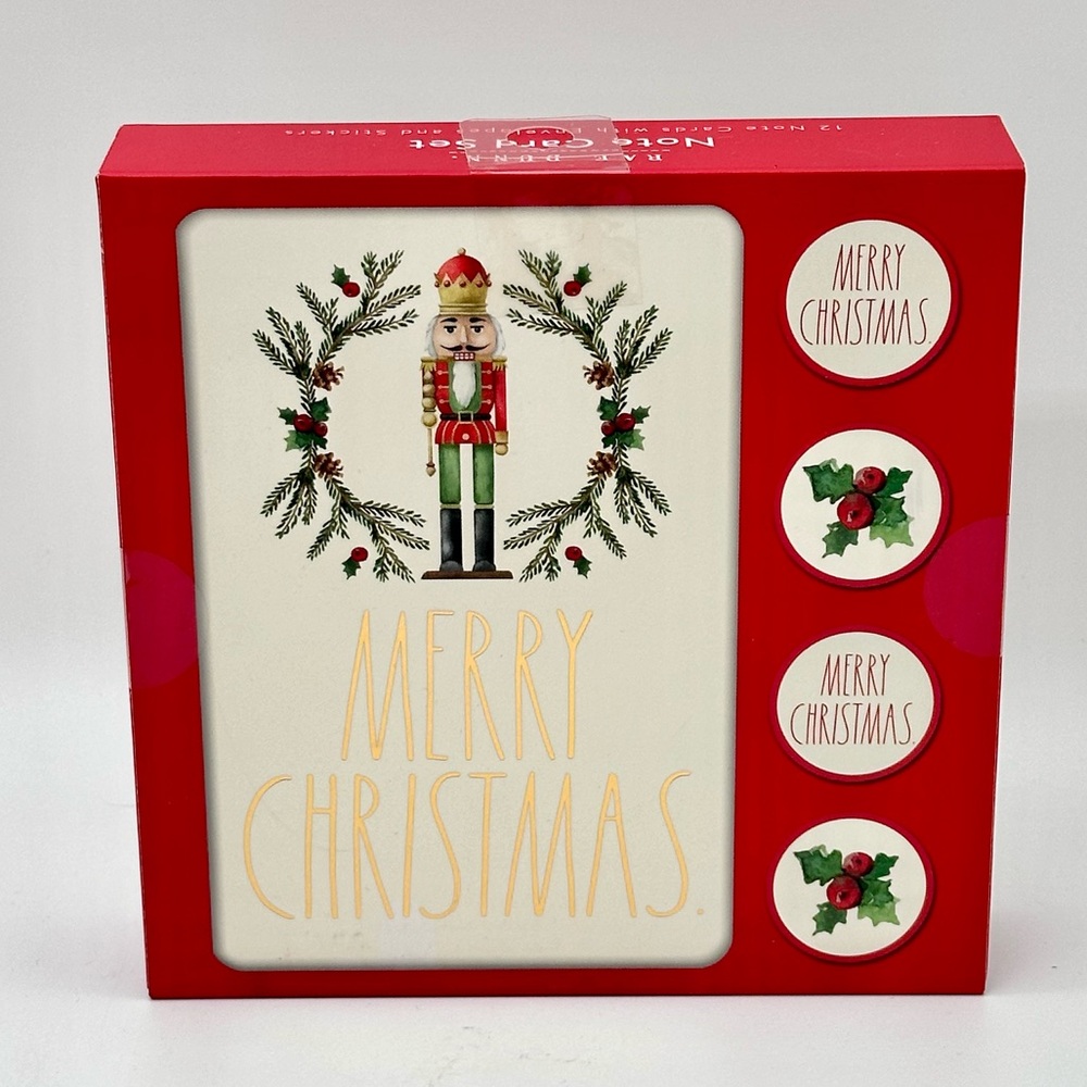 Rae Dunn MERRY CHRISTMAS Note Cards set of 12 (nut cracker)